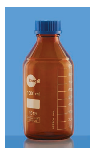 Chai trung tính nâu hổ phách nắp vặn 1 L Borosil