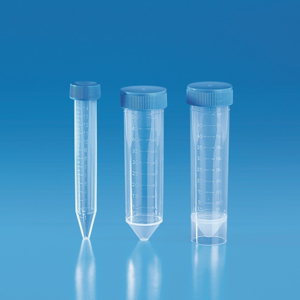 Tuýp ly tâm nhựa có chia vạch, đáy bằng có nắp 50 ml 30x115mm