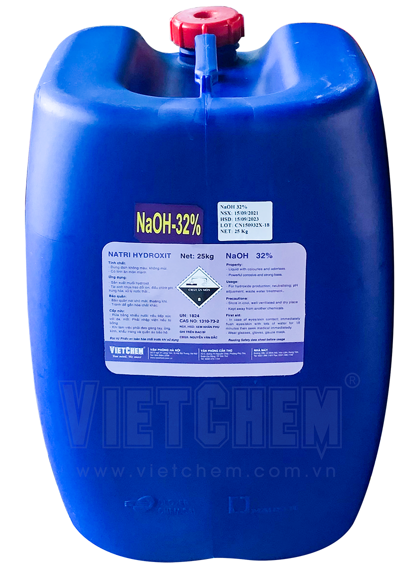 Xút lỏng NaOH 20% - 50%, Việt Nam, 25kg/can